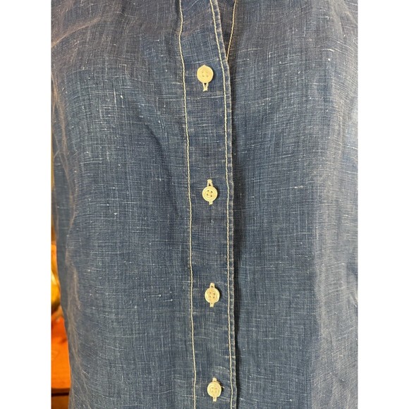 Tommy Bahama Women's Denim Blue Washed Linen Sleeveless Button Up  Blouse Medium - Picture 3 of 11